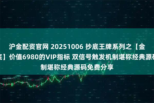 沪金配资官网 20251006 抄底王牌系列之【金钻王皇之底】价值6980的VIP指标 双信号触发机制堪称经典源码免费分享